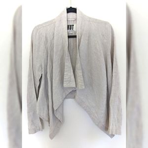 Kut From The Kloth Off White Linen Waterfall Drape Front Jacket